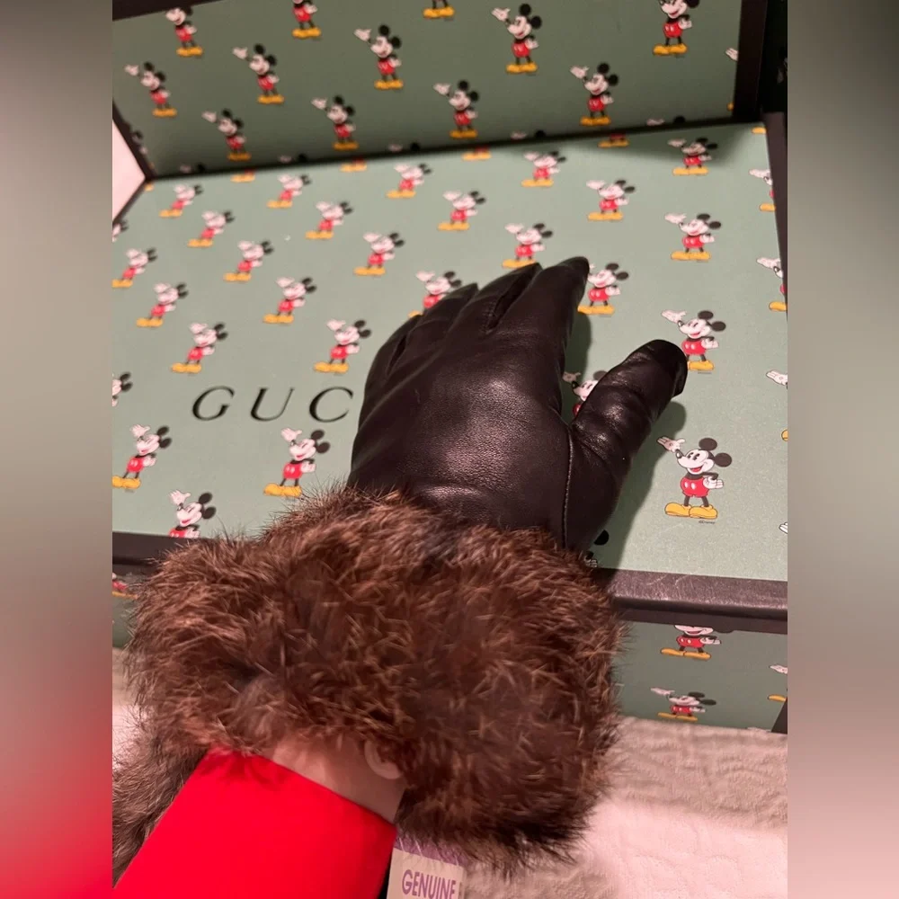 Leather gloves with genuine fur NORDSTROM